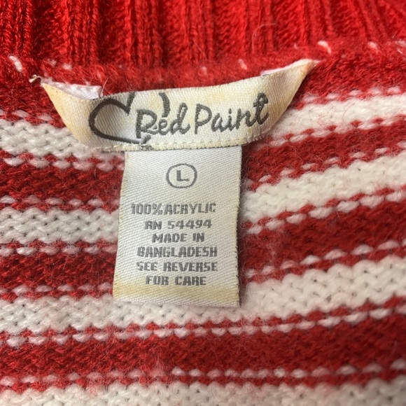 RED PAINT Red  and White Striped Long Sleeves Swe - Picture 8 of 8